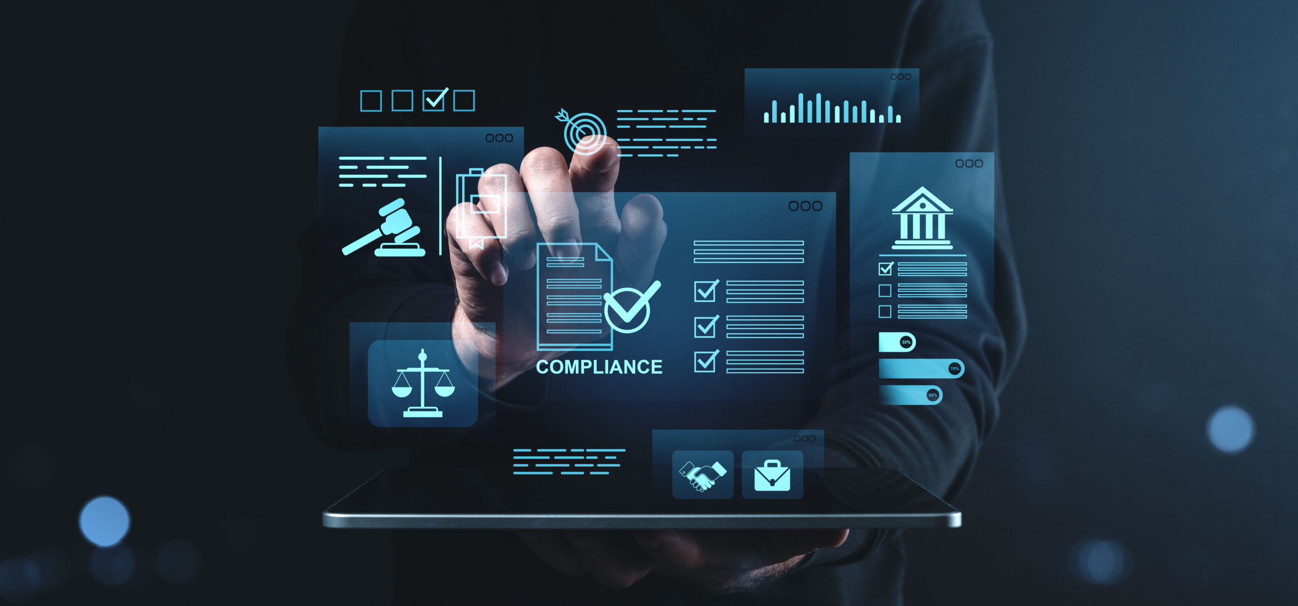 Compliance Businessman using digital interface.